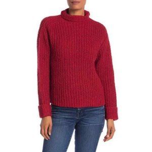 Abound Womens Red Cotton Blend Mock Neck Cozy Knit Pullover Sweater Size Large L
